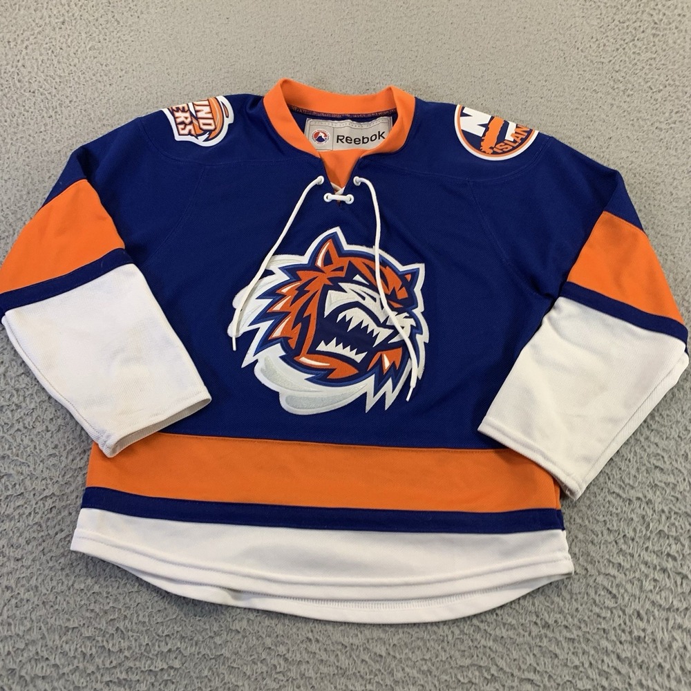 Bridgeport Sound Tigers Jersey Youth Small AHL Hockey Stitched‎ Reebok CCM Blue